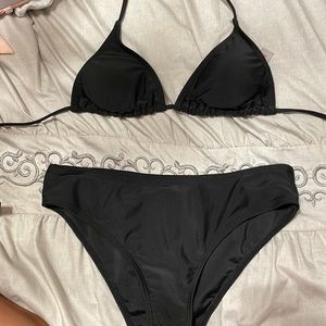 Adorable bikini set with polka dot cover top.